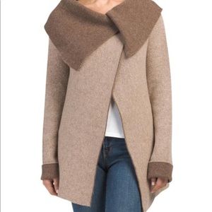 Chiaramente Italian Wool Two Tone Cardigan Brown